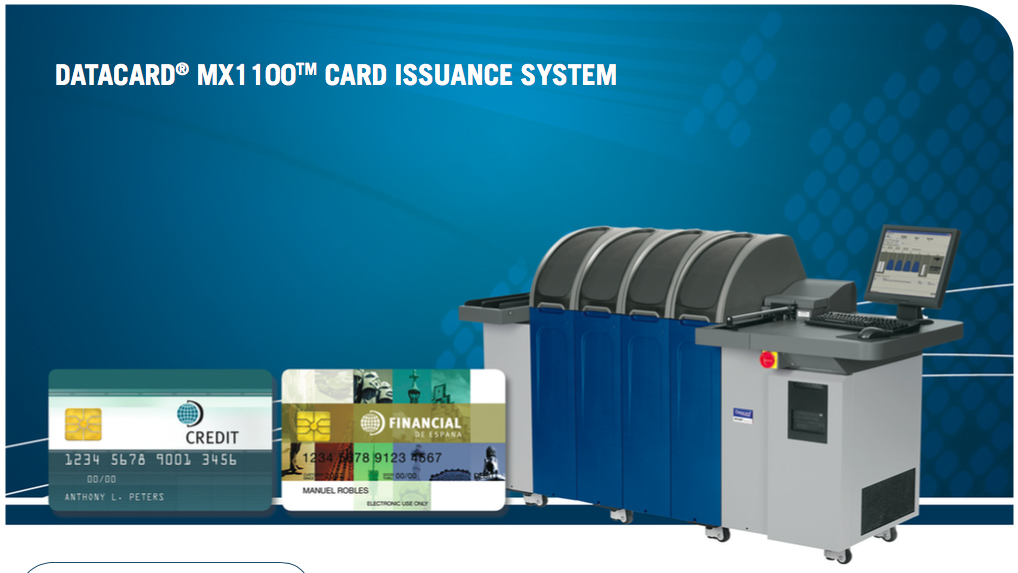 Hệ thống phát hành Thẻ tập trung công suất lớn MX1100 - Máy in thẻ nhựa, máy dập nổi, đầu đọc thẻ nhựa