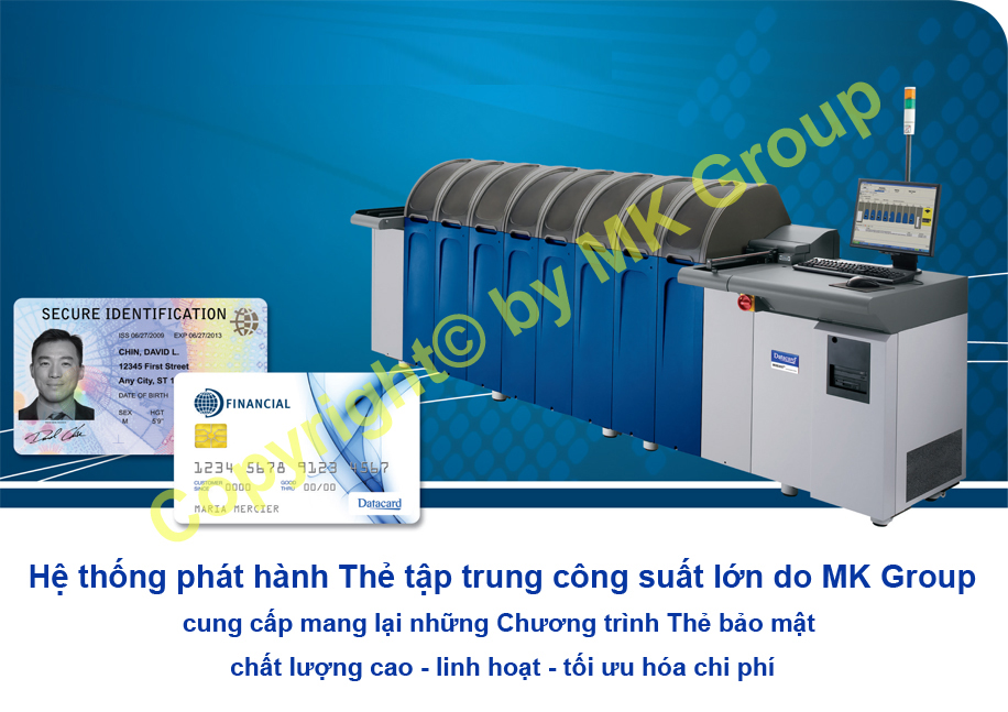 Hệ thống phát hành Thẻ tập trung công suất lớn MX2100 - Máy in thẻ nhựa, máy dập nổi, đầu đọc thẻ nhựa