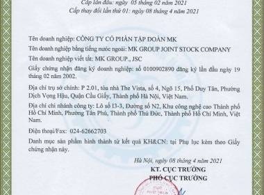 MK Group được cấp Giấy chứng nhận Doanh nghiệp Khoa học - Máy in thẻ nhựa, máy dập nổi, đầu đọc thẻ nhựa